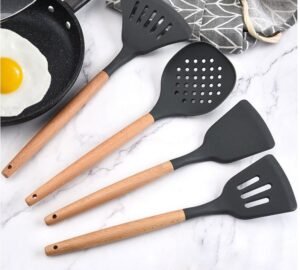 9 Pcs Silicone Spatula Heat-Resistant Soup Spoon