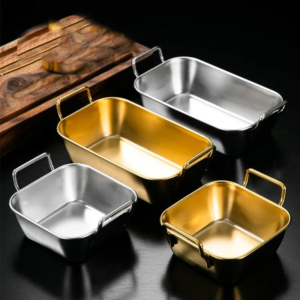 304 Stainless Steel Food Storage Tray with Handle