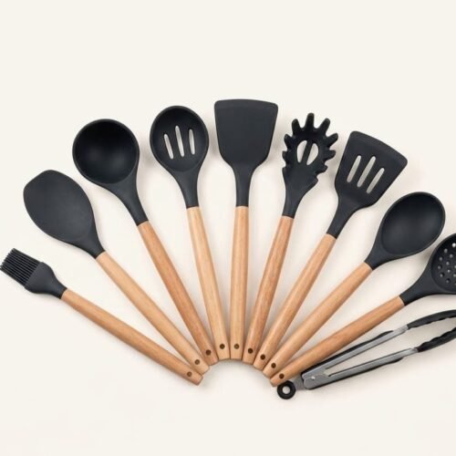 9 Pcs Silicone Spatula Heat-Resistant Soup Spoon